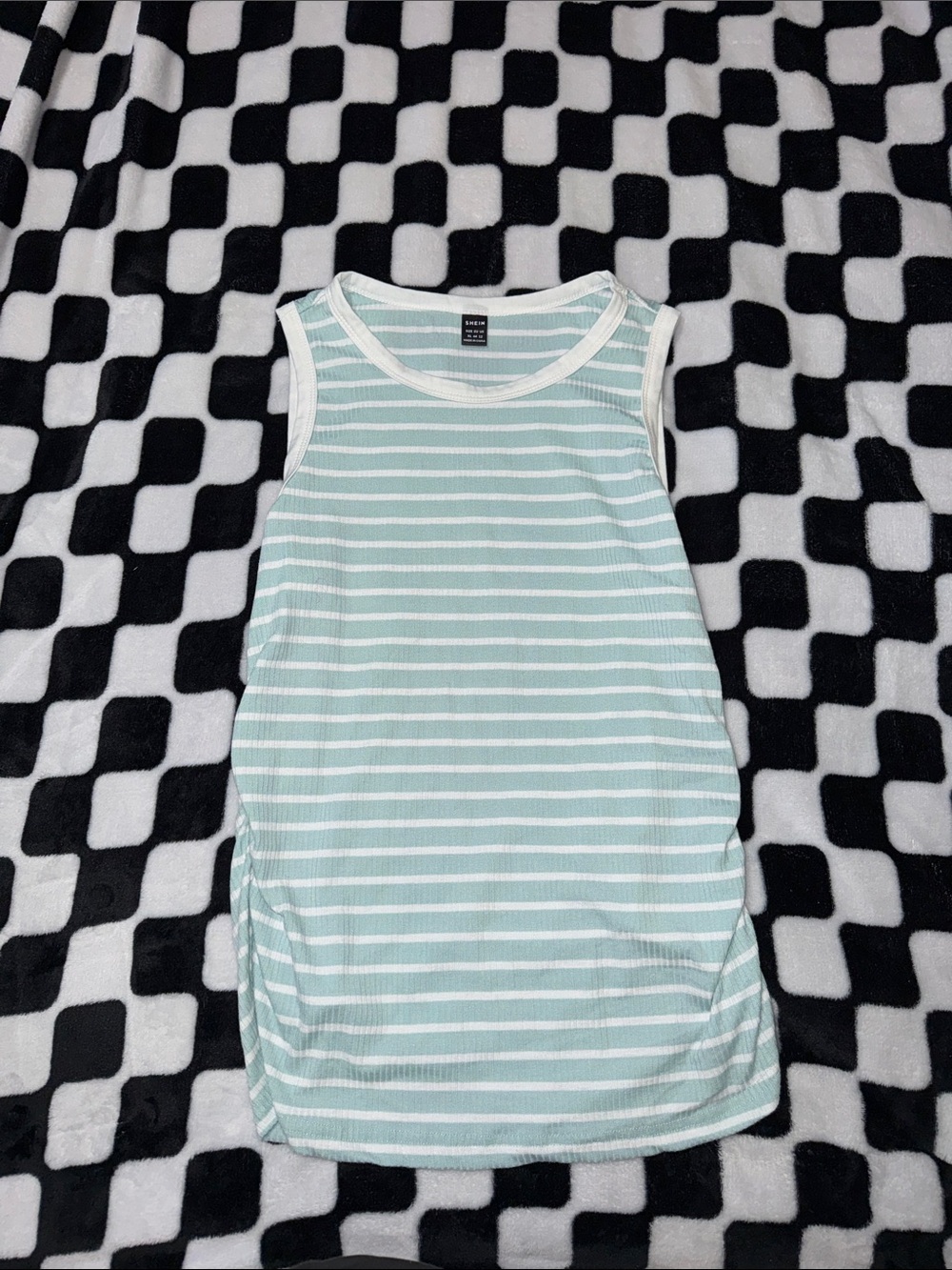 SHEIN Mint Green and White Striped Tank Top